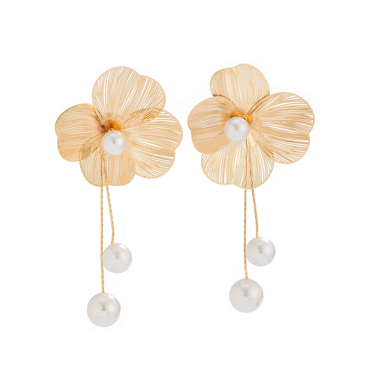 Vérissé - Gold & Silver Blossom Pearl Drop Earrings