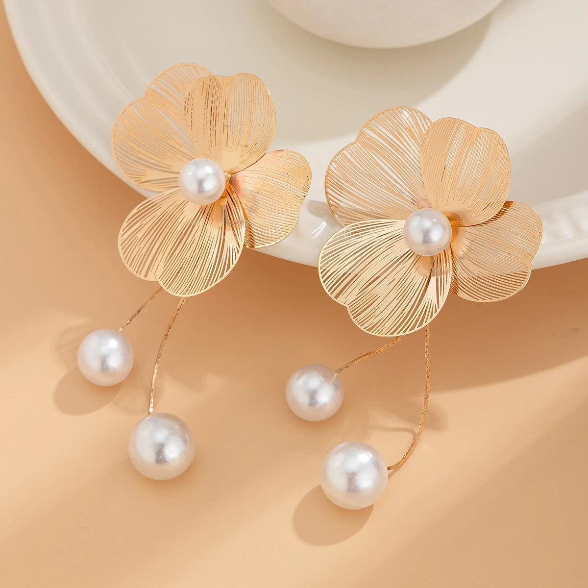 Vérissé - Gold & Silver Blossom Pearl Drop Earrings